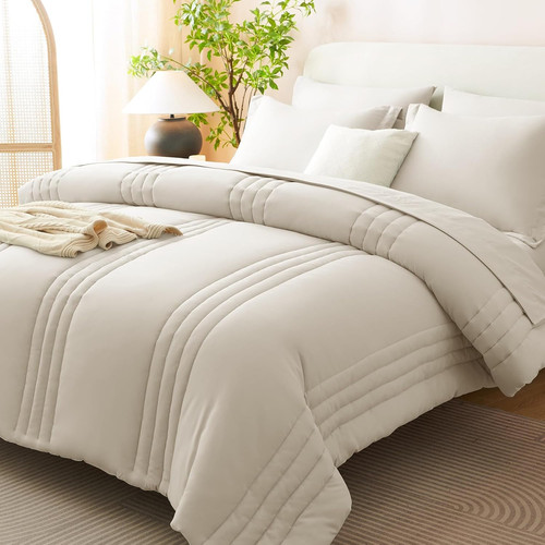 Queen comforter set beige 7 - set,