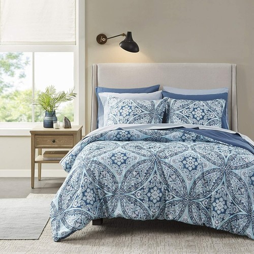Blue aqua white damask - damask, 9